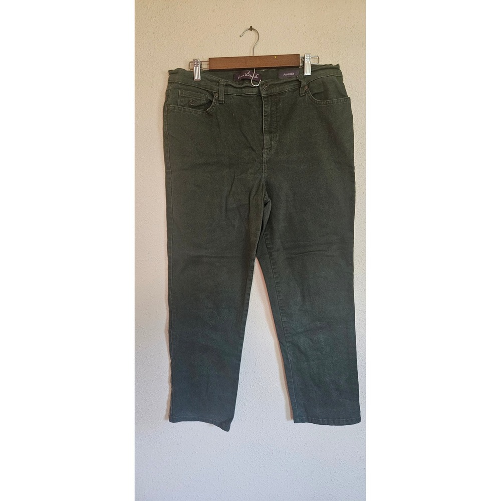 Gloria Vanderbilt Amanda High Rise Tapered Jeans Green Size 16 Stretch Denim